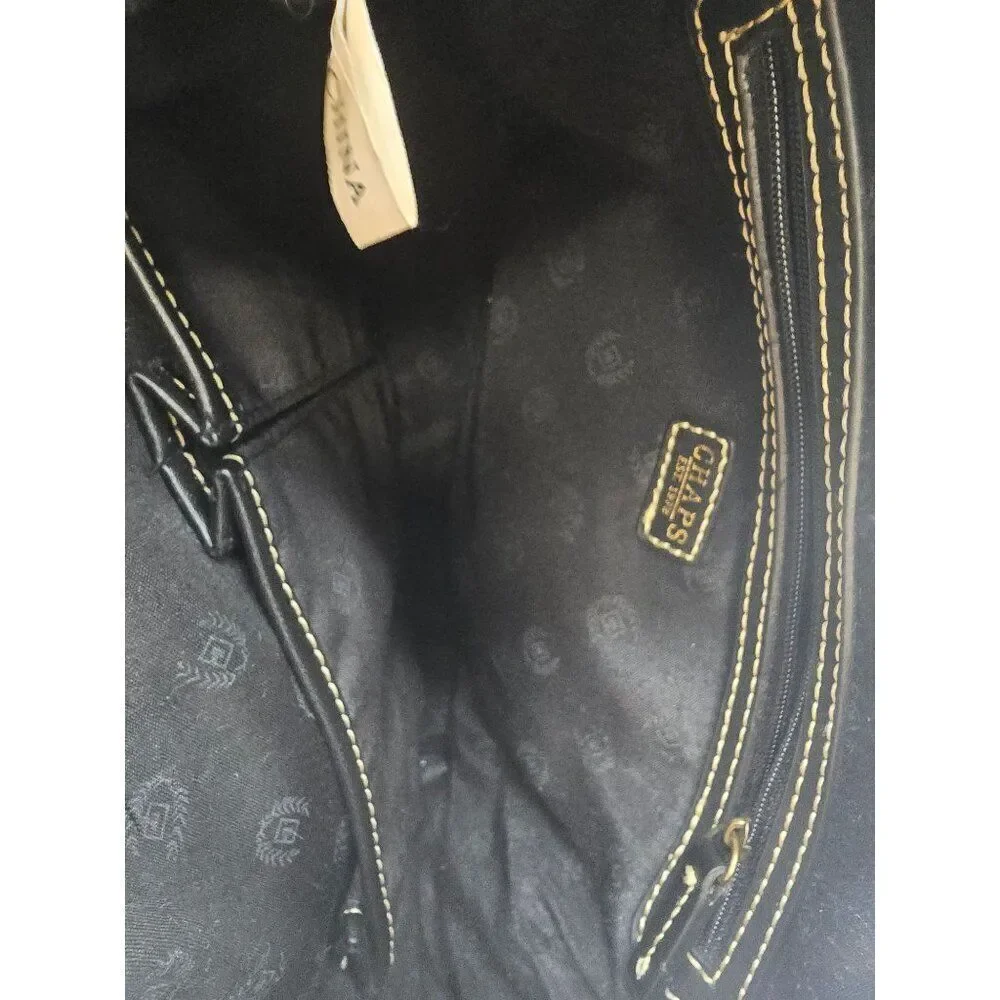Chaps Tweed & Leather Hobo Shoulder Bag With Brass Accents old money academia